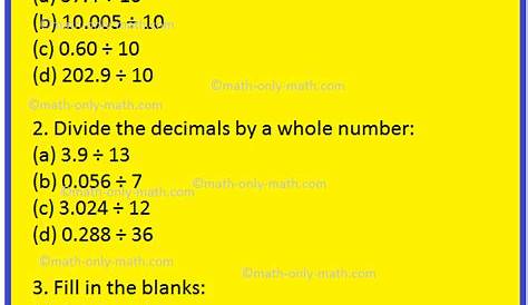 division with decimals worksheet