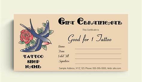 Printable Tattoo Gift Certificate Templates (in MS Word)
