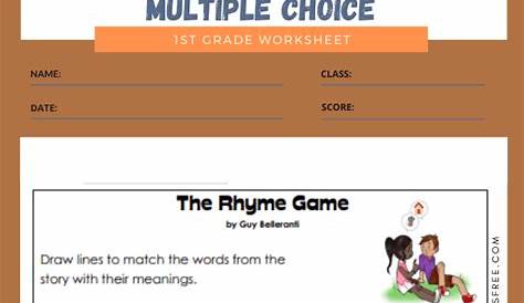 1st Grade Reading Comprehension Worksheets Multiple Choice : Grade 1