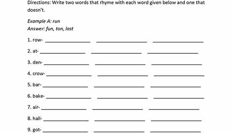 grade 2 rhymes in poems worksheet