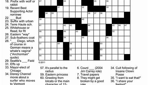 Printable Crossword Puzzles For Adults Easy | Printable Crossword Puzzles