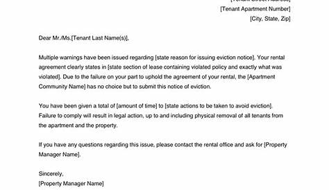 tenant sample response letter to eviction notice