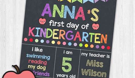 First Day of Kindergarten Printable Signs Back to School Sign