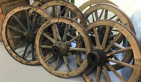 Vintage industrial European wooden wagon wheels #2127 in byron – Fossil Vintage Australia