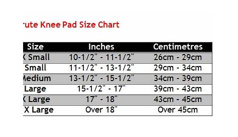 volleyball knee pad size chart
