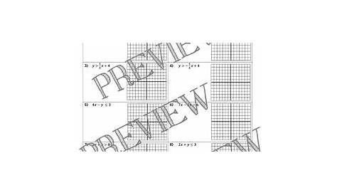 Graphing Linear Inequalities & Systems of Equations Review Worksheet