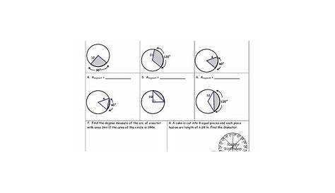 geometry arc length and sector area worksheets answer key