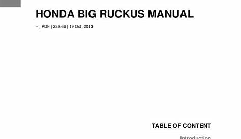 honda ruckus owners manual