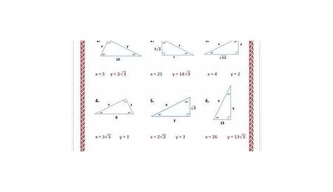 practice worksheets special right triangles