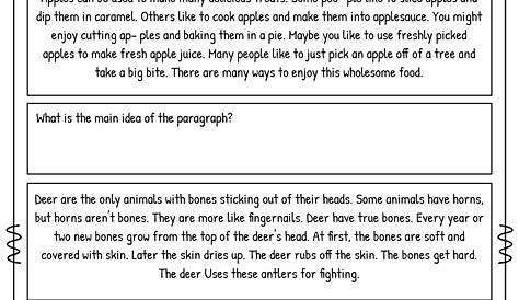 main idea and details worksheets
