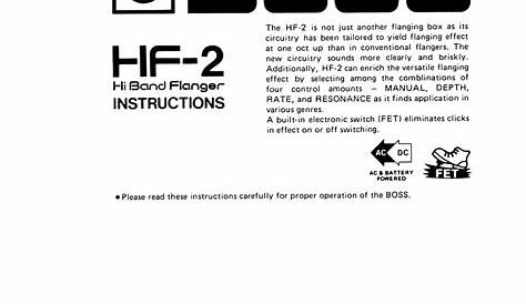 BOSS HF-2 INSTRUCTIONS MANUAL Pdf Download | ManualsLib