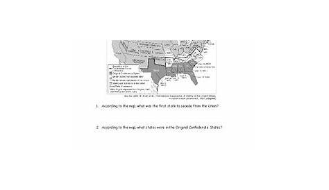 Civil War Map Worksheet and Answer Key by JMR History | TpT