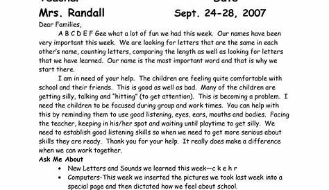 Preschool Welcome Letter Template ~ Addictionary