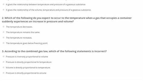 Quiz & Worksheet - Combined Gas Law | Study.com
