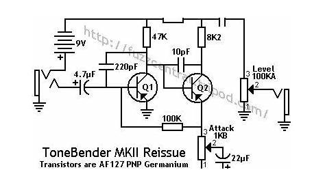 Fuzz Central -- Colorsound Tonebender MKII | Electronic schematics