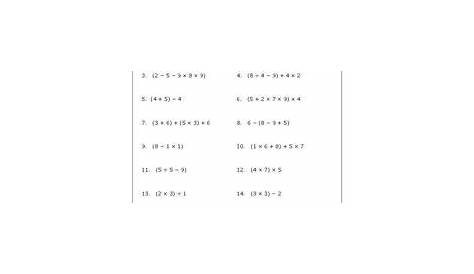 Order of operations Worksheet for 4th - 8th Grade | Lesson Planet
