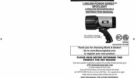 vector 000 power series spotlight owner's manual