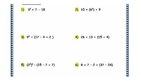 Grade 4 Maths Resources (1.8 Order of Operations Printable Worksheets