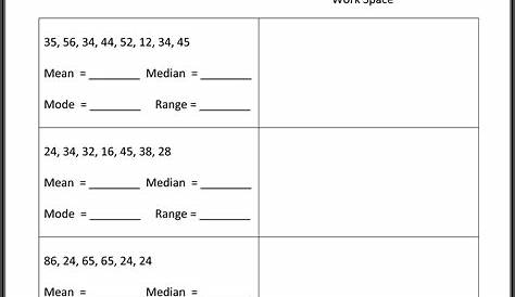 mean median mode and range worksheets