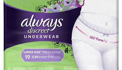 Always Discreet, Incontinence Underwear for Women, Low Rise, Moderate