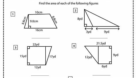 Area of Triangles and Trapezoids Worksheets - Math Monks