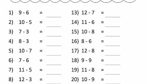 Math Subtraction Worksheets 1st Grade