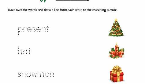 Christmas Worksheet - Matching Words and Pictures