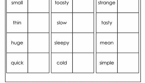synonym and antonym activities for 4th grade