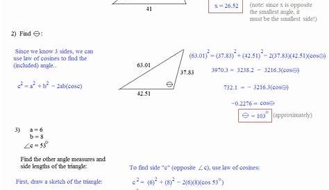 law of cosines worksheets with answers