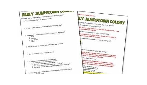 An English Settlement At Jamestown Worksheet Answers - Escolagersonalvesgui