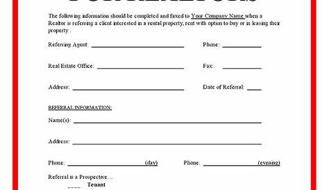 referral form for real estate agents