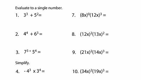 Properties Of Exponents Review Worksheet - Promotiontablecovers