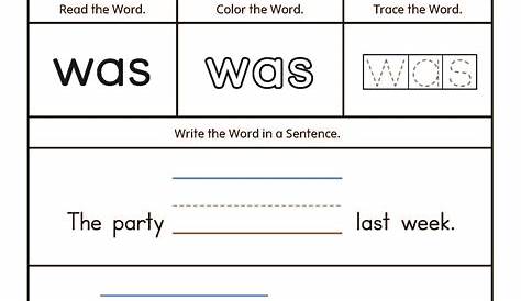 printable sight word worksheet