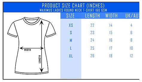 womens t shirt size chart