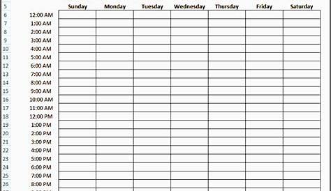weekly time schedule printable