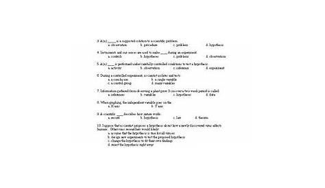 introduction to the scientific method worksheets answers