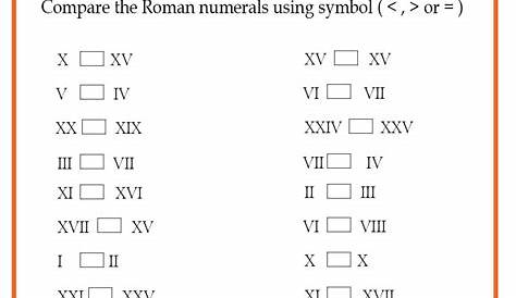 roman numeral worksheets