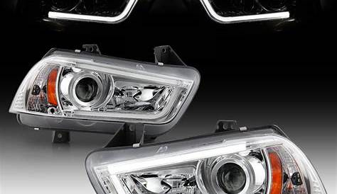 2011-2014 Dodge Charger DRL LED Tube Projector Headlights Left+Right 11