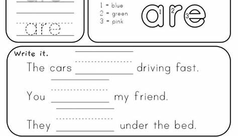 sight word for kindergarten worksheets