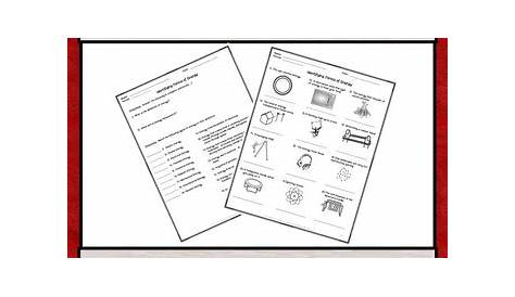 forms of energy worksheet