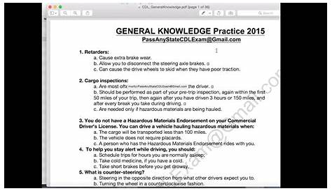 General Knowledge Cdl Test Questions And Answers Printable - Printable