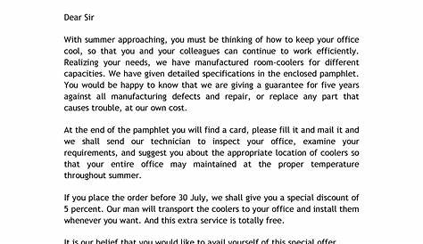 sample sales letter