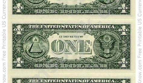 One Dollar Bill Template - Back printable pdf download
