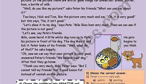 Funny reading-comprehension. The picture and the dog. - ESL worksheet