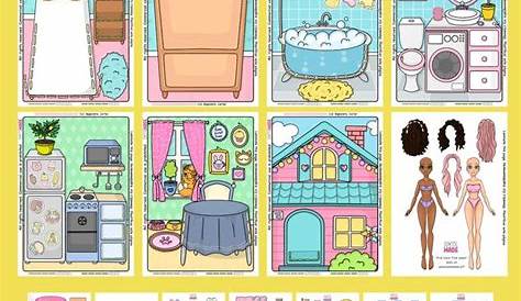 the paper doll house is decorated in pastel colors and features