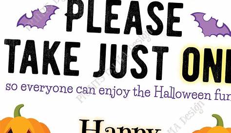 Please Take One Sign, Happy Halloween Sign, Candy, Jack-O-Lantern