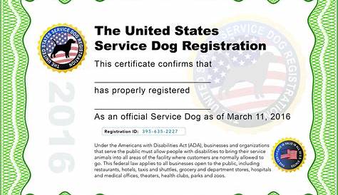 service dog certificate template pdf