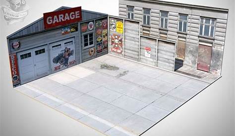 printable garage diorama template
