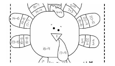 "My Terrific Turkey" FREE Addition & Subtraction Worksheet for Thanksg