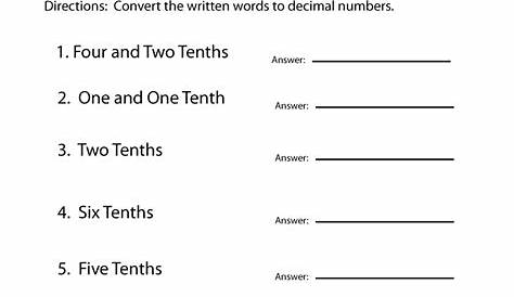 introduction to decimals worksheets